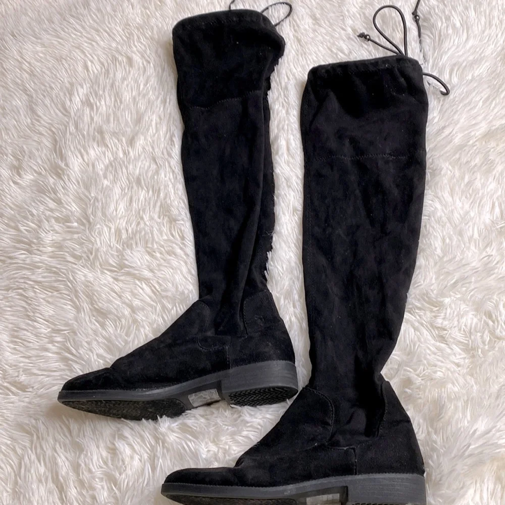 Rampage Black Faux Suede Over The Knee Boots Size 6.5 Excellent Condition